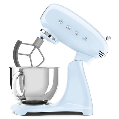 SMEG SMF05 Forte 5-Qt Stand Mixer with 750W Motor, Smooth Start & SteadyMix, Flex Edge Beater, 10 Speeds, Stainless Steel Bowl – Retro 50’s Style Planetary Mixer for Dough, Baking & Desserts-Blue - My Kitchen Products