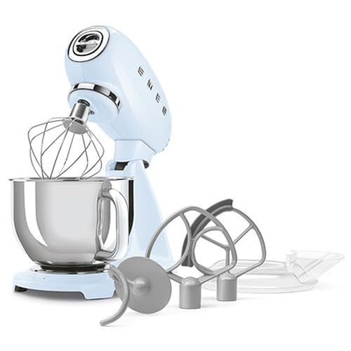 SMEG SMF05 Forte 5-Qt Stand Mixer with 750W Motor, Smooth Start & SteadyMix, Flex Edge Beater, 10 Speeds, Stainless Steel Bowl – Retro 50’s Style Planetary Mixer for Dough, Baking & Desserts-Blue - My Kitchen Products