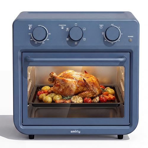 SMIRLY 6-in-1 Air Fryer Toaster Oven Combo, 27QT Convection Oven Countertop, 1800W Oven for Toast, Roast, Bake, Reheat, Broil, Warm, Fits up to a 4 lb Turkey, 12" Pizza, 6 Toast, Blue - My Kitchen Products