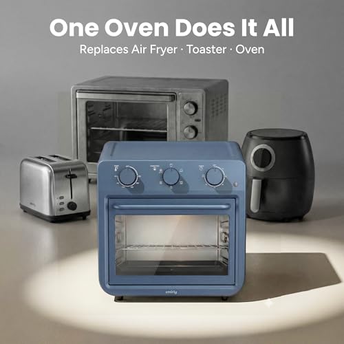 SMIRLY 6-in-1 Air Fryer Toaster Oven Combo, 27QT Convection Oven Countertop, 1800W Oven for Toast, Roast, Bake, Reheat, Broil, Warm, Fits up to a 4 lb Turkey, 12" Pizza, 6 Toast, Blue - My Kitchen Products