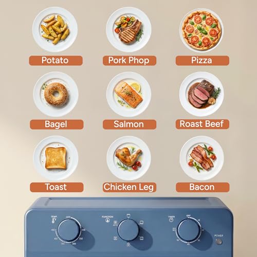 SMIRLY 6-in-1 Air Fryer Toaster Oven Combo, 27QT Convection Oven Countertop, 1800W Oven for Toast, Roast, Bake, Reheat, Broil, Warm, Fits up to a 4 lb Turkey, 12" Pizza, 6 Toast, Blue - My Kitchen Products