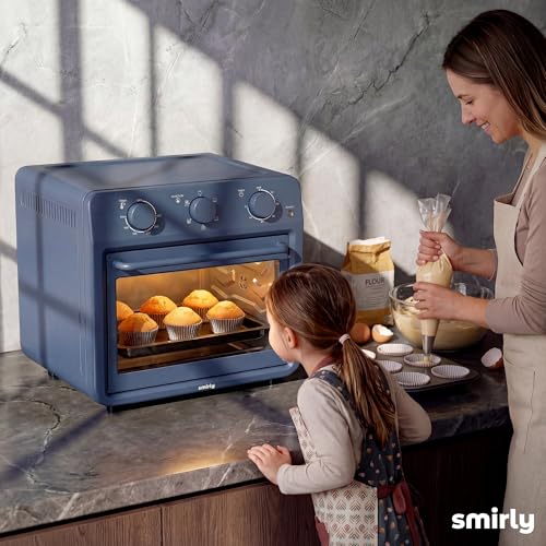 SMIRLY 6-in-1 Air Fryer Toaster Oven Combo, 27QT Convection Oven Countertop, 1800W Oven for Toast, Roast, Bake, Reheat, Broil, Warm, Fits up to a 4 lb Turkey, 12" Pizza, 6 Toast, Blue - My Kitchen Products
