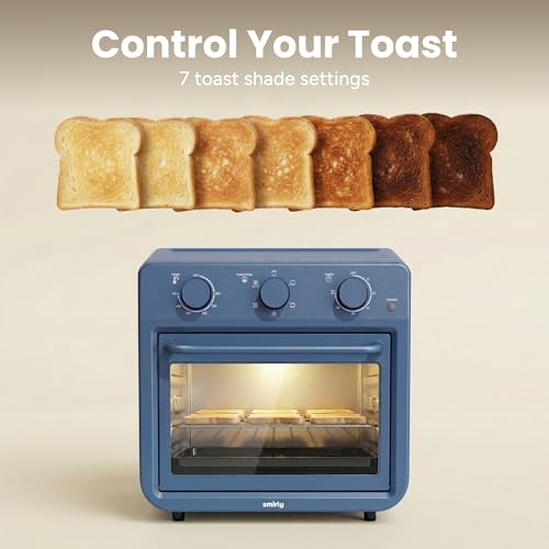 SMIRLY 6-in-1 Air Fryer Toaster Oven Combo, 27QT Convection Oven Countertop, 1800W Oven for Toast, Roast, Bake, Reheat, Broil, Warm, Fits up to a 4 lb Turkey, 12" Pizza, 6 Toast, Blue - My Kitchen Products