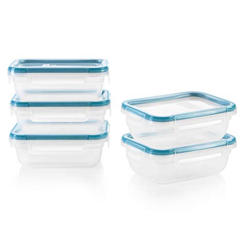 Snapware Plastic Total Solution 5-Pack (3-Cup) Food Storage Containers Set, Leakproof & Airtight Plastic Locking Lids Rectangular Tupperware, Non-Toxic BPA-Free Lids, Microwave Dishwasher Freezer Safe - My Kitchen Products