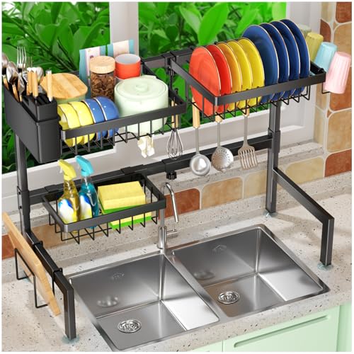 SNSLXH 2-Tier Over The Sink Dish Drying Rack, Kitchen Dish Drying Rack - My Kitchen Products