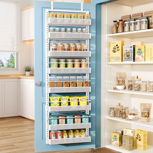 SNTD 8 Tiers Over the Door Organizer, Height Adjustable Pantry Organizers and Storage with Dense Mesh