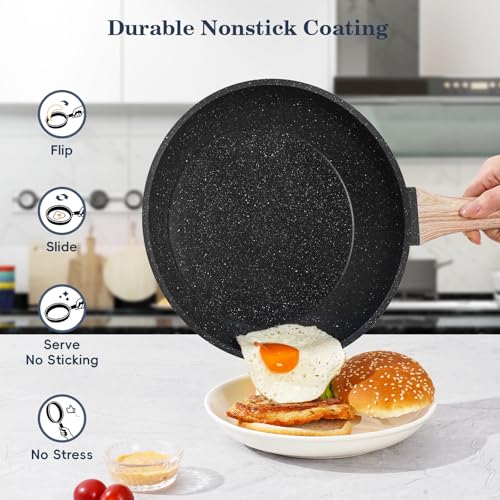 SODAY Pots and Pans Set Non Stick, 12Pcs Black Granite Induction Cookware - My Kitchen Products