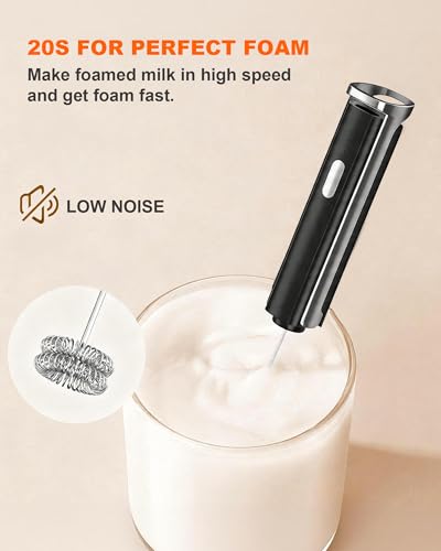 Soenglyun 3-Speed Rechargeable Milk Frother Handheld with Stand & 3 Whisks, Dual Coil Whisk Coffee Frother Handheld - Electric Frother Wand for Coffee Matcha Cappuccino, Kitchen Gift Set, Black - My Kitchen Products