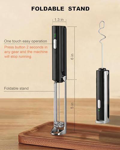 Soenglyun 3-Speed Rechargeable Milk Frother Handheld with Stand & 3 Whisks, Dual Coil Whisk Coffee Frother Handheld - Electric Frother Wand for Coffee Matcha Cappuccino, Kitchen Gift Set, Black - My Kitchen Products