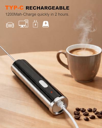 Soenglyun 3-Speed Rechargeable Milk Frother Handheld with Stand & 3 Whisks, Dual Coil Whisk Coffee Frother Handheld - Electric Frother Wand for Coffee Matcha Cappuccino, Kitchen Gift Set, Black - My Kitchen Products