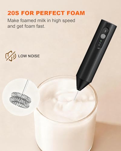 Soenglyun 3-Speed Rechargeable Milk Frother with Cover, Dual Coil Whisk Coffee Frother Handheld - Portable Hand Frother Wand for Coffee Matcha Cappuccino & Hot Chocolate, Kitchen Gift, Black - My Kitchen Products