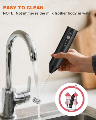 Soenglyun 3-Speed Rechargeable Milk Frother with Cover, Dual Coil Whisk Coffee Frother Handheld - Portable Hand Frother Wand for Coffee Matcha Cappuccino & Hot Chocolate, Kitchen Gift, Black - My Kitchen Products