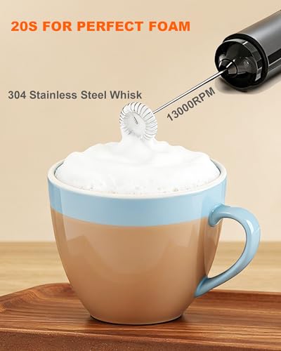 Soenglyun Rechargeable Milk Frother Handheld with Cover, Electric Drink Mixer with Stainless Steel Whisk - Portable Hand Frother Wand for Matcha Latte Cappuccino & Hot Chocolate, Single Speed - My Kitchen Products