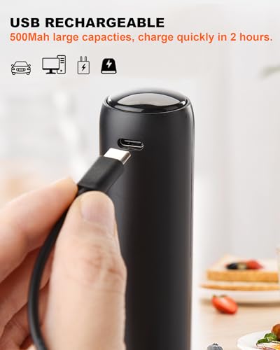 Soenglyun Rechargeable Milk Frother Handheld with Cover, Electric Drink Mixer with Stainless Steel Whisk - Portable Hand Frother Wand for Matcha Latte Cappuccino & Hot Chocolate, Single Speed - My Kitchen Products