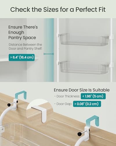 SONGMICS Over the Door Pantry Organizer, 6-Tier Kitchen Pantry Door Organizer with Adjustable Tall Baskets, Hanging Spice Rack, for Bedroom Bathroom Laundry Room, Transparent UKCS046WG01 - My Kitchen Products