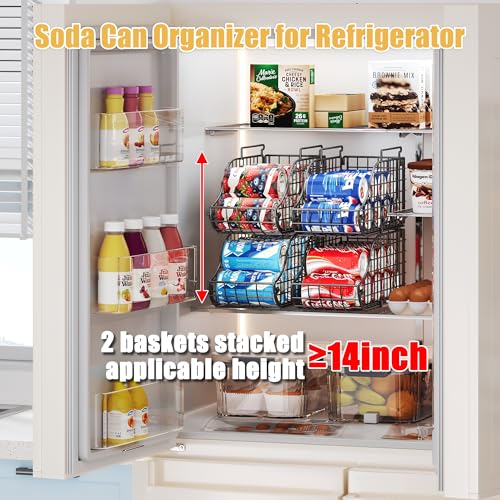 Sonyabecca 4-Pack Stackable Canned Food Organizer with Handles, Soda Can Organizer for Kitchen Pantry Shelves, Foldable Wire Cabinet Shelf for Can Storage, Patent Pending, Black - My Kitchen Products