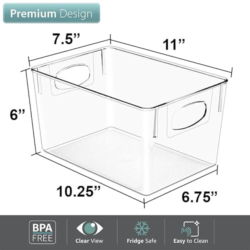 Sorbus Large Clear Plastic Storage Bins for Shelves, Clothes, with Handle - Clear Storage Bins, Drawer, Shelf, Closet, Pantry, Fridge, Freezer Organizer Bins, Closet Organizers and Storage (8 pack) - My Kitchen Products