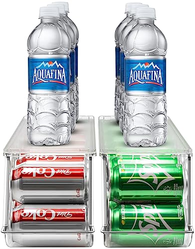 Sorbus Soda Can Organizer for Refrigerator Stackable Can Holder Dispenser with Lid for Fridge, Pantry, Freezer – Holds 12 Cans Each, BPA-Free, Clear Design, (2-Pack) - My Kitchen Products
