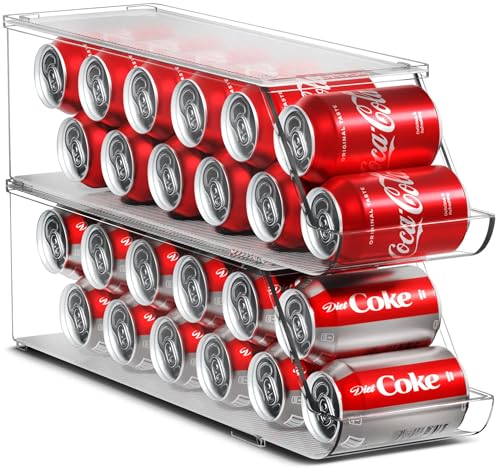Sorbus Soda Can Organizer for Refrigerator Stackable Can Holder Dispenser with Lid for Fridge, Pantry
