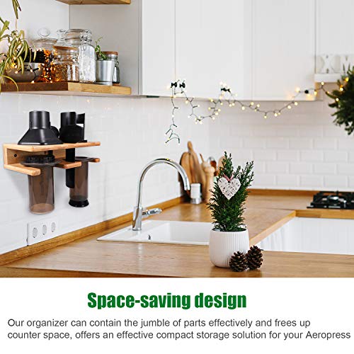 Space Saving Organizer Wall Mount for Aeropress set, Polished Bamboo - My Kitchen Products