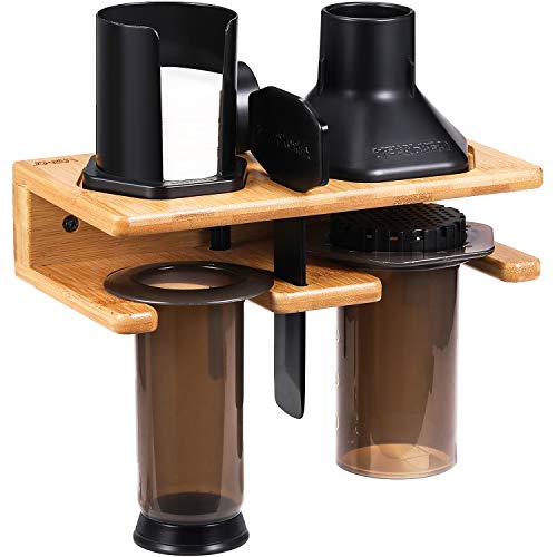 Space Saving Organizer Wall Mount for Aeropress set, Polished Bamboo - My Kitchen Products