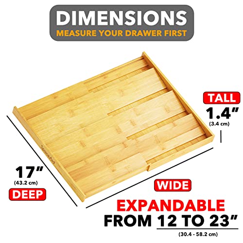 SpaceAid Bamboo Spice Drawer Organizer, (Need 3" Deep Drawer) Expandable 4 Tier Spices Rack for Cabinet, Kitchen Seasoning Storage Insert (Jars Not Included, From 12" to 23" Wide) - My Kitchen Products