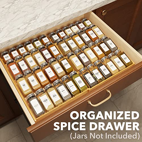 SpaceAid Bamboo Spice Drawer Organizer, (Need 3" Deep Drawer) Expandable 4 Tier Spices Rack for Cabinet, Kitchen Seasoning Storage Insert (Jars Not Included, From 12" to 23" Wide) - My Kitchen Products