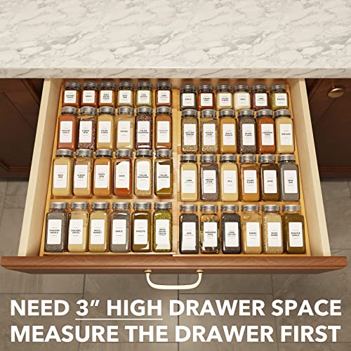 SpaceAid Bamboo Spice Drawer Organizer, (Need 3" Deep Drawer) Expandable 4 Tier Spices Rack for Cabinet, Kitchen Seasoning Storage Insert (Jars Not Included, From 12" to 23" Wide) - My Kitchen Products
