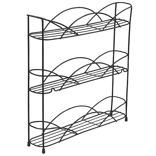Spectrum 3 Tier Spice Rack Organizer Black Countertop Wire Shelf Spice Rack for Modern Kitchen Pantry Cabinet, Organize Spices with Three Tier Spice Shelf for Kitchen Storage with Wall Mount Option - My Kitchen Products