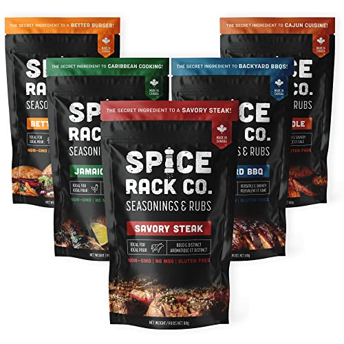 Spice Rack Co. BBQ Seasonings And Rubs - Smoking & Grilling Spices and Seasonings Sets, Grilling Accessories & Smoker Accessories, Unique Fathers Day Gift For Dad, Gifts For Father's Day (5 Pack) - My Kitchen Products