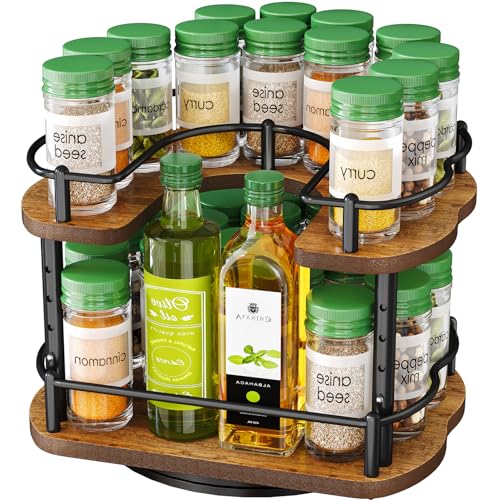 Spice Rack Organization for Cabinet - Height Adjustable Rotating Lazy Susan Organizer, Spice Organizer Fits Cabinets Wide＞ 11 inches, Clearance Height ＞10.5 inches - My Kitchen Products