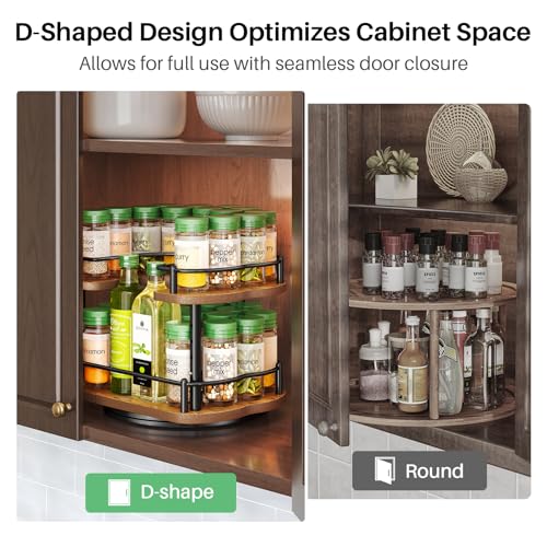 Spice Rack Organization for Cabinet - Height Adjustable Rotating Lazy Susan Organizer, Spice Organizer Fits Cabinets Wide＞ 11 inches, Clearance Height ＞10.5 inches - My Kitchen Products