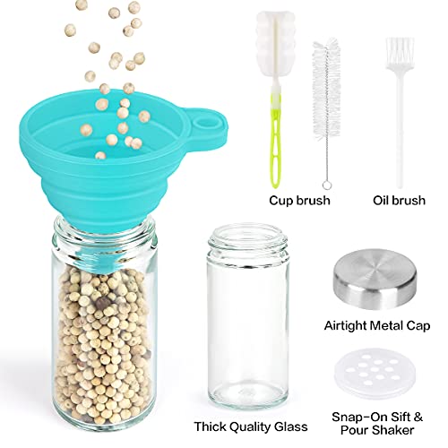Spice Rack Organizer with Jars for Cabinet (20Pcs) Revolving/Rotating Seasoning Organizer, Stainless Steel/Wooden Countertop Rack Tower Organizer for Kitchen Pantry with Reusable Labels/Funnel/Brushes - My Kitchen Products