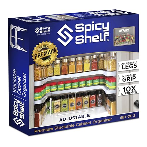 Spicy Shelf 3.0 - Expandable 2 Tiered Spice Rack Organizer for Cabinet & Pantry - Kitchen Seasoning Organizer - Cabinet Spice Racks for Inside Cabinets (Spicy Shelf Premium) - Home Organization - My Kitchen Products