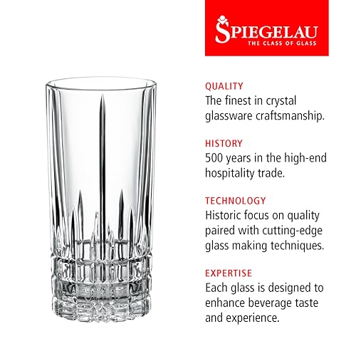 Spiegelau Perfect Serve Longdrink Glass Set of 4 - Highball Cocktail Glasses European-Made Crystal, Dishwasher Safe, Professional Quality Cocktail Glass Gift Set - 12.3 oz - My Kitchen Products