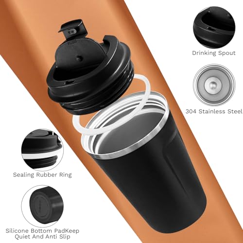 SPLMIFA Travel coffee mugs leak-proof, reusable coffee cups with lids, stainless steel vacuum insulated coffee tumblers, thermal insulation cups for men & women keep drinks hot & cold(2nd-Black, 12OZ) - My Kitchen Products