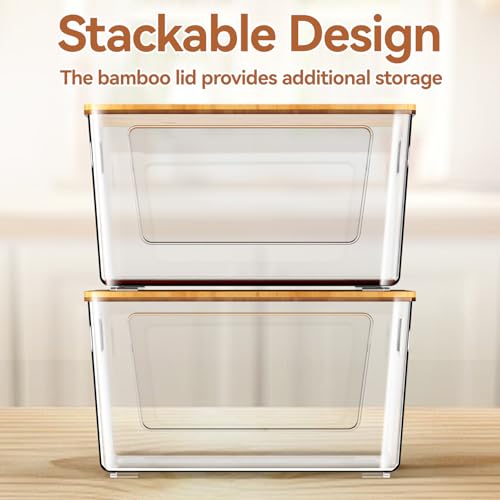 spospo 2 Pack Trash Bag Holder with Bamboo Lid, Stackable Trashbag Dispenser, Extra Large Garbage Bag Holder for Kitchen Laundry Room Under Sink Organization and Storage - My Kitchen Products