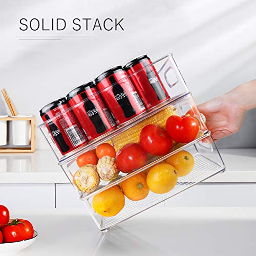 Stackable Refrigerator Organizer Bins, 6 Pack Clear Kitchen Organizer Container Bins with Handles and 20 PCS Plastic Bags for Pantry, Cabinets, Shelves, Drawer, Freezer - Food Safe, BPA Free 10"L - My Kitchen Products