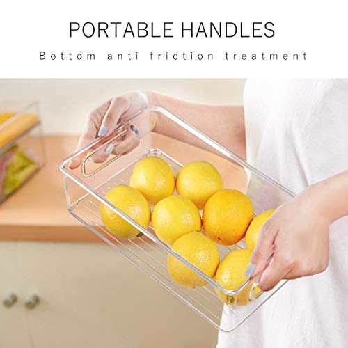 Stackable Refrigerator Organizer Bins, 6 Pack Clear Kitchen Organizer Container Bins with Handles and 20 PCS Plastic Bags for Pantry, Cabinets, Shelves, Drawer, Freezer - Food Safe, BPA Free 10"L - My Kitchen Products