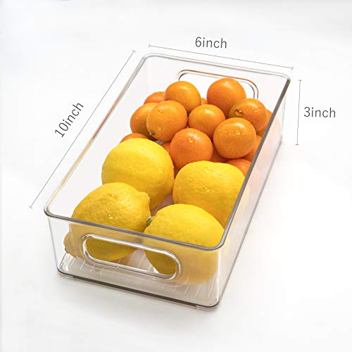 Stackable Refrigerator Organizer Bins, 6 Pack Clear Kitchen Organizer Container Bins with Handles and 20 PCS Plastic Bags for Pantry, Cabinets, Shelves, Drawer, Freezer - Food Safe, BPA Free 10"L - My Kitchen Products
