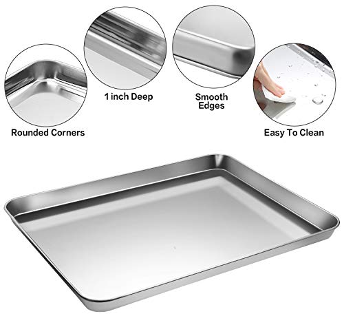 Stainless Steel Baking Sheet Tray Cooling Rack with Silicone Baking Mat Set, Cookie Pan with Cooling Rack, Set of 9 (3 Sheets + 3 Racks + 3 Mats), 10/12/16 Inch, Easy Clean - My Kitchen Products