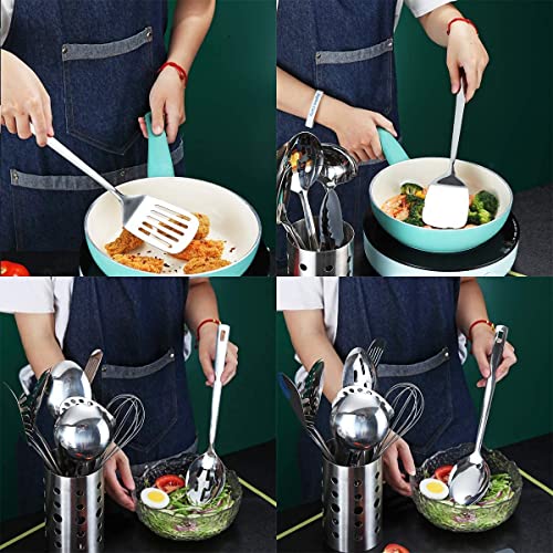 Stainless Steel Cooking Utensils Set, Berglander 13 Pieces Kitchen Utensils Set, Kitchen Tools Set With Utensil Holder Non-Stick And Heat Resistant,Dishwasher Safe, Easy to Clean (13 Packs) - My Kitchen Products
