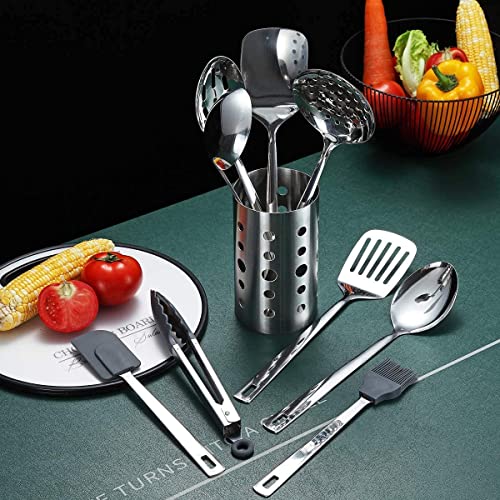 Stainless Steel Cooking Utensils Set, Berglander 13 Pieces Kitchen Utensils Set, Kitchen Tools Set With Utensil Holder Non-Stick And Heat Resistant,Dishwasher Safe, Easy to Clean (13 Packs) - My Kitchen Products