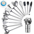 Stainless Steel Cooking Utensils Set, Berglander 13 Pieces Kitchen Utensils Set, Kitchen Tools Set With Utensil Holder Non-Stick And Heat Resistant,Dishwasher Safe, Easy to Clean (13 Packs) - My Kitchen Products