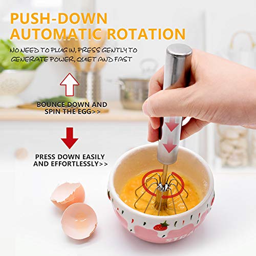 Stainless Steel Eggbeater,egg scrambler,hand mixer, Rotating Semi-Automatic Eggbeater, Allows you to stir Easily Without Feeling Tired, Used for Making Cream of Egg Beater - My Kitchen Products