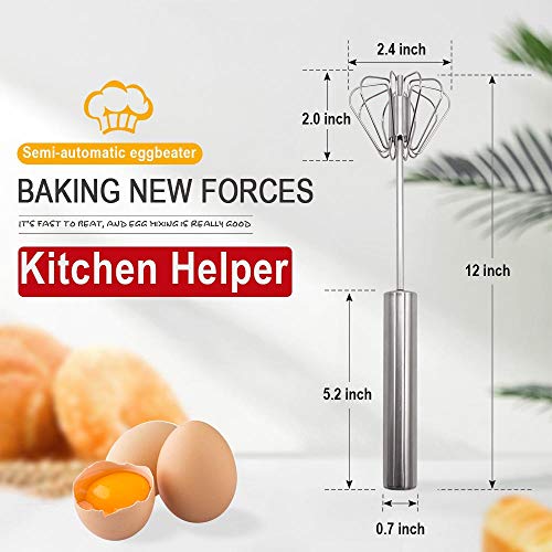 Stainless Steel Eggbeater,egg scrambler,hand mixer, Rotating Semi-Automatic Eggbeater, Allows you to stir Easily Without Feeling Tired, Used for Making Cream of Egg Beater - My Kitchen Products
