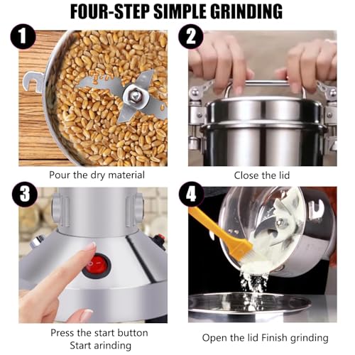 Stainless Steel Grain Mill - Electric 850W High-speed Grinder for Corn, Wheat, Pepper, Coffee Bean - My Kitchen Products