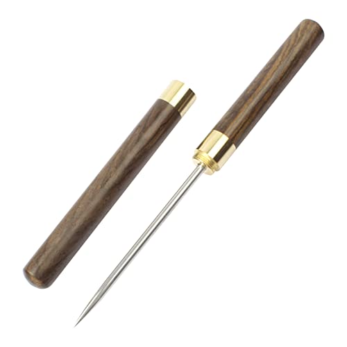 Stainless Steel Ice Pick, 9 inch Pick Tool with Safety Cover, Non-slip Wooden Handle Pick for Bars