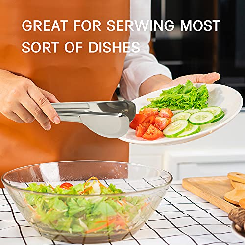 Stainless Steel Metal Serving Utensils - Large Serving sets-10" Spoons, 10" Slotted Spoons and 9" Tongs by Teivio (Silver, Set of 12) - My Kitchen Products