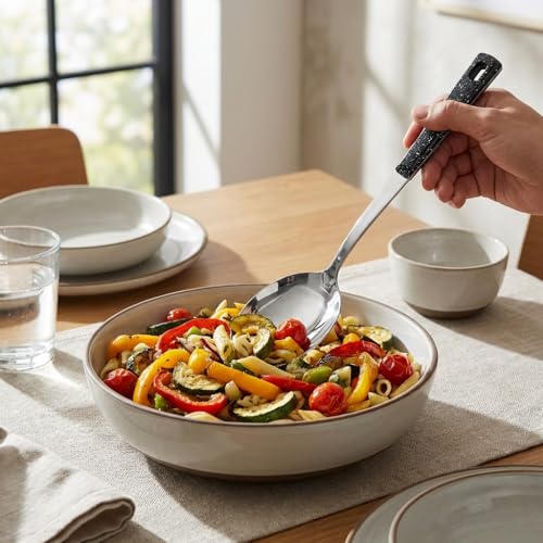 Stainless Steel Metal Serving Utensils - Set of Serving Spoons,Slotted Spoons, and Serving Tongs.serving fork,cake server - My Kitchen Products